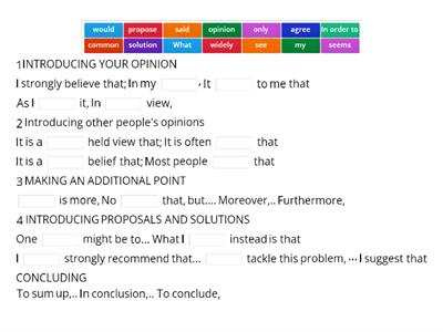 3H SB1+ Opinion Essay Phrases. 