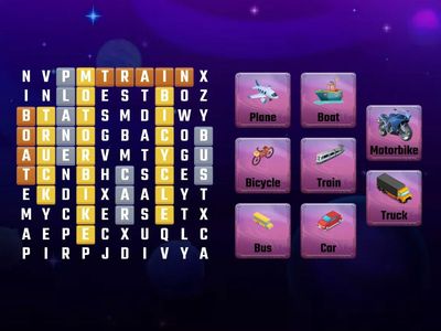 Primary School ESL - Transportation Wordsearch