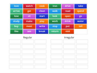 Past simple - regular, irregular verbs