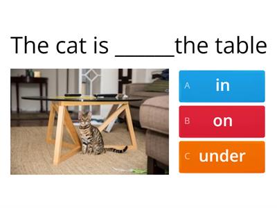 Prepositions in , on , under 