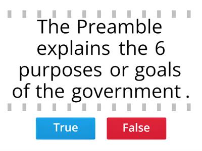 True or False (Constitution/BillofRights) 