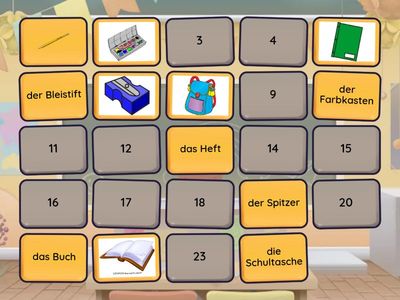 Schulsachen - Memory DaF