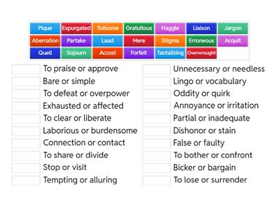 10th Grade- Vocab #9 Synonyms