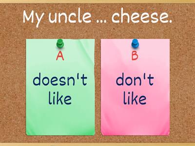 Like (negative) Don't like / Doesn't like quiz