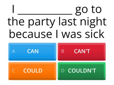 CAN / CAN'T / COULD / COULDN'T