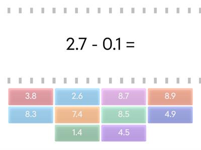 Subtraction: decimals minus 0.x 