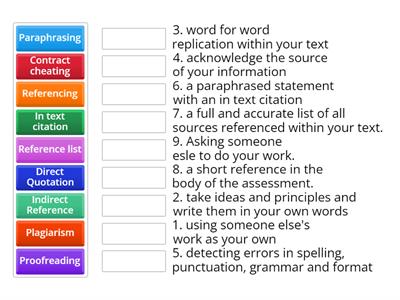 Referencing terms match game