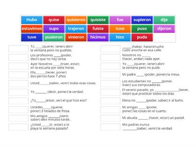 Irregular Preterite verbs