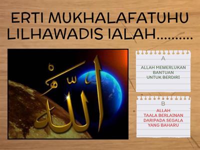 KAFA:AKIDAH TAHUN 3 (SIFAT MUKHALAFATUHU LILHAWADIS)