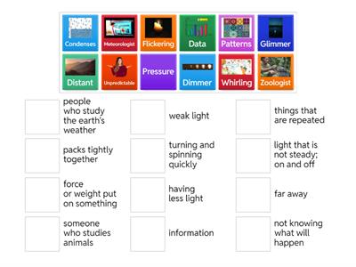 Unit 5 Vocabulary - Match Up Game - Grade 3