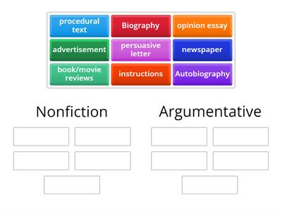 Genres: Nonfiction and Argumentative