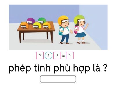 viết phép tính phù hợp với tranh vẽ.