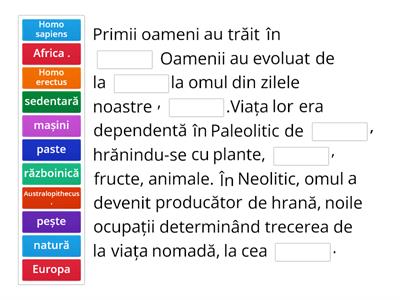 Preistoria, recapitulare, clasa a V-a