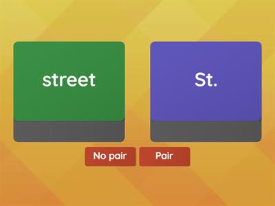 Mailing Abbreviations Pair No Pair