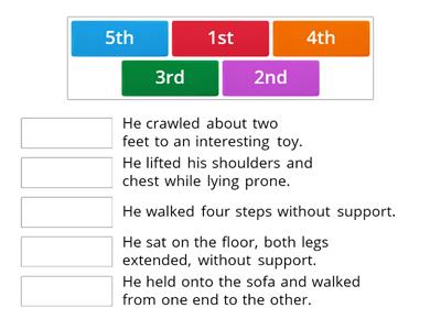 Put Eric's movement milestones in order