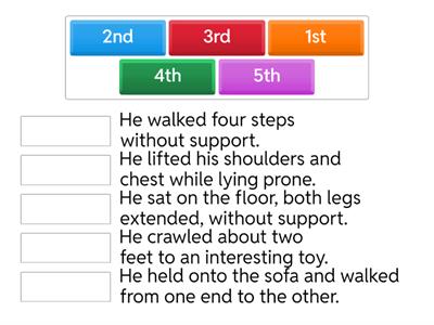 Put Eric's movement milestones in order