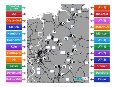 Städte und Autobahnen Nordwestdeutschland