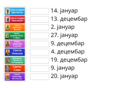 Крсне славе у децембру и јануару