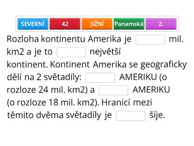 Z-7 AMERIKA (poloha, rozloha, horizontální členitost)