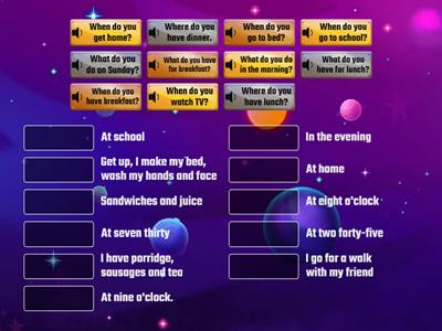 4 Form. Unit 3. Daily life. Questions. What-Where-When.