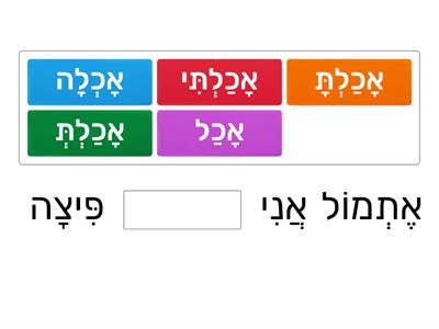  השלמת פועל - שמות גוף יחיד/יחידה במשפט - עבר