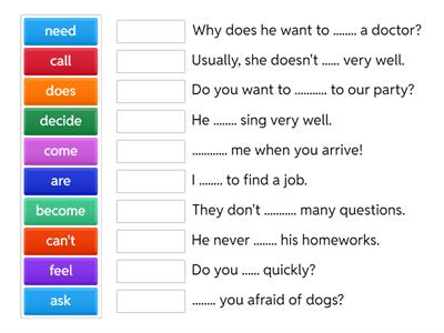 English verbs sentences