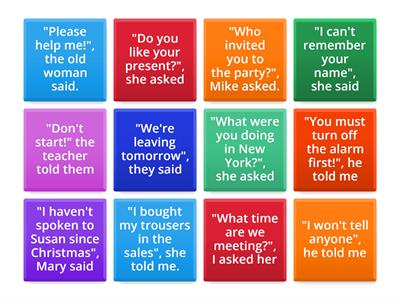 Grammar: Reported speech 3 (Level intermediate plus 9A)