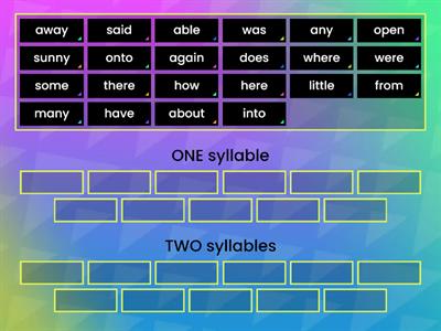 Speedy Sight Word Syllables - One or Two?