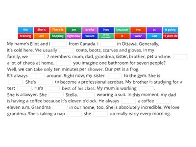 Read and complete - Present simple and continuous