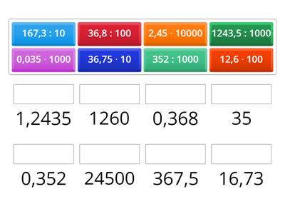 Tizedes törtek szorzása, osztása 10-zel, 100-zal, 1000-rel...