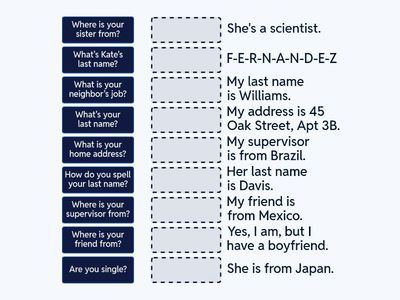 Match the questions and answers