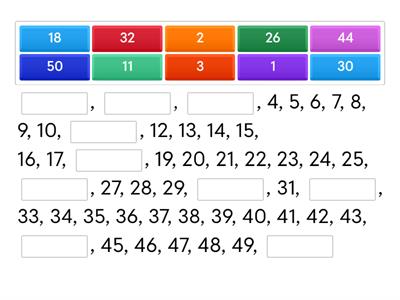 Homework - Cardinal Numbers 1-100