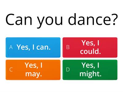 Modal verbs: Can, could, may, might.