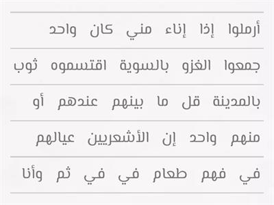 حديث التكافل الاجتماعي للصف العاشر