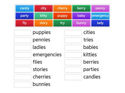Drop the y and add an ies for plurals
