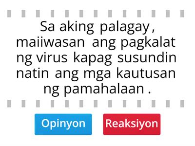 Pagbibigay Opinyon o Reaksiyon