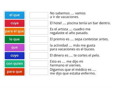 Que y pronombres relativos (broadly speaking)