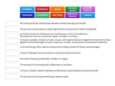 Healthy lifestyle matching exercise