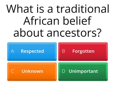 Grade 4: African Traditional Religions Quiz