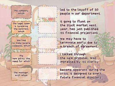 Relative clauses. Matching