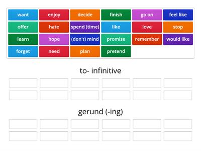 7B Verbs + infinitive/gerund - Group sort