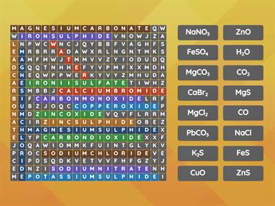 Year 9 Naming compounds  wordsearch