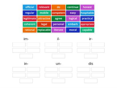 English File Advanced p. 168 / Negative prefixes