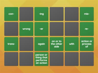 Prefix, root, suffix meaning matching  #1 (Improving Morphemic Awareness)