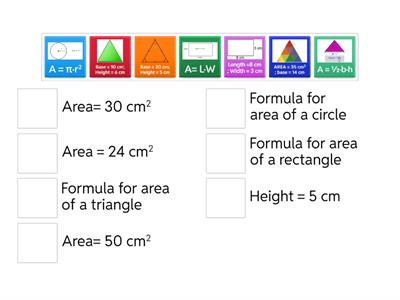 Area of Triangle, Circle, and Rectangle