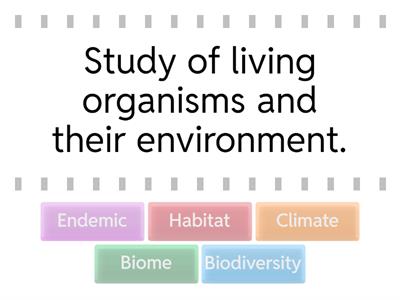 Vocabulary Quiz (Matching) on topic 'BIo-regions' by readyenglishlessons.com