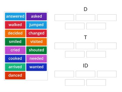  D / T / ID - past simple regular verbs