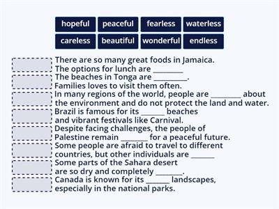 Ful/Less suffix vocab