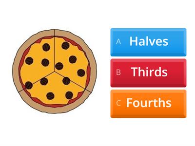 Halves, Thirds, Fourths Equal Parts Quiz bibb