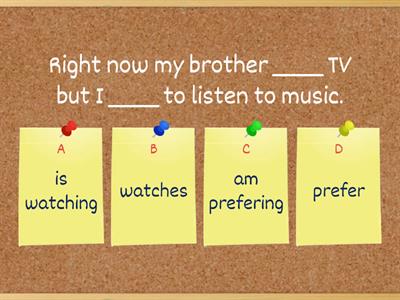 A2 Stative Verbs - Present Simple / Continuous